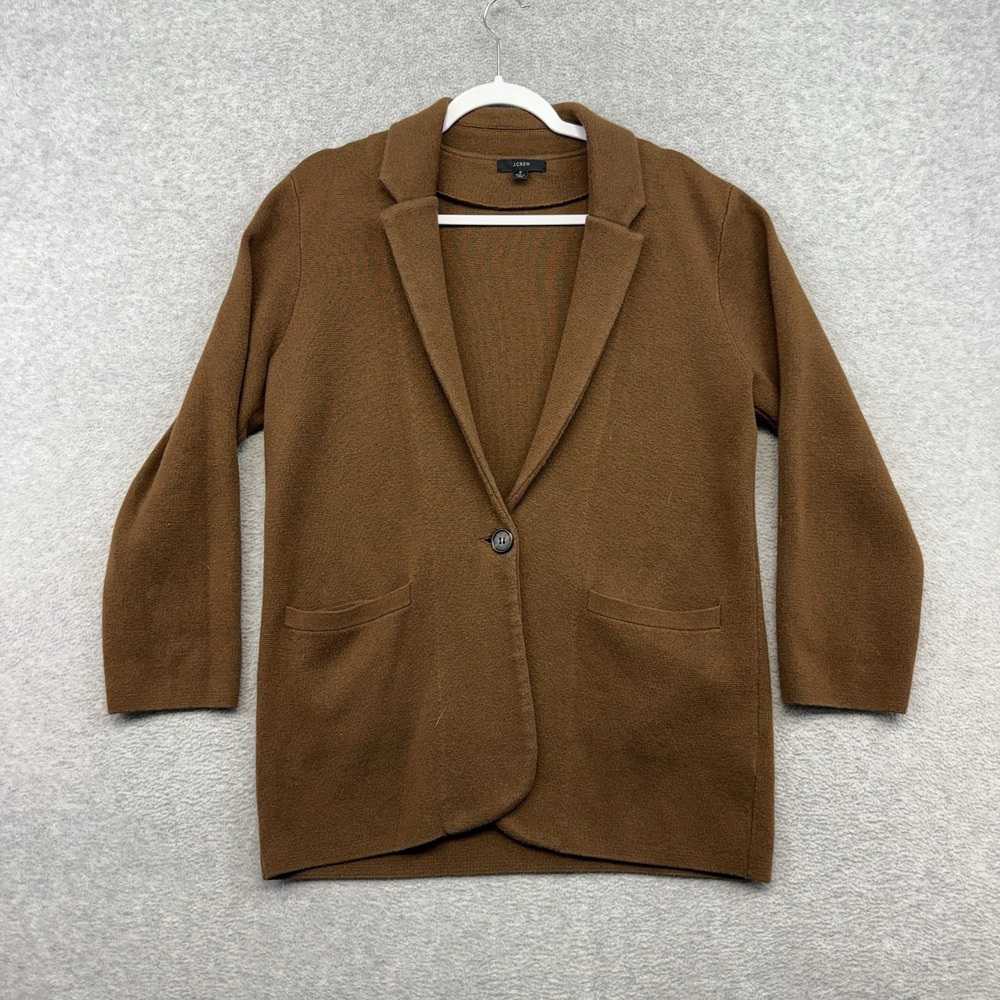 J Crew Sweater Blazer Womens Small‎ Brown Merino Wool Blend Coatigan Cardigan S